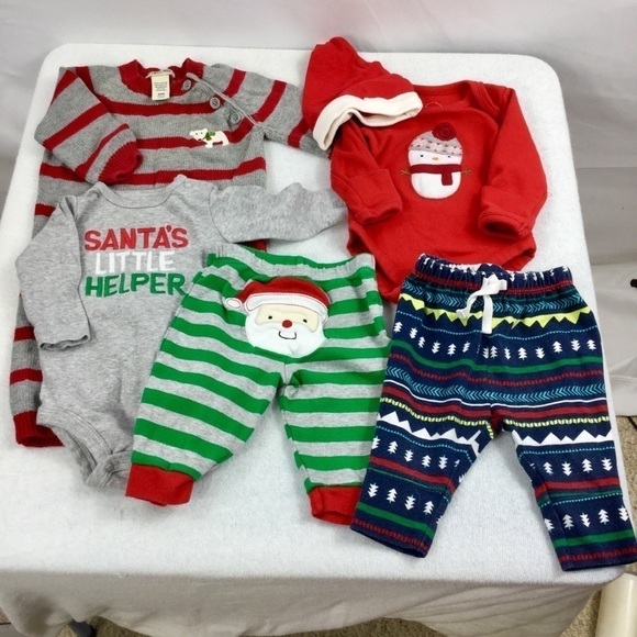 LOT of Winter Christmas Holiday Clothes Size 3 Months - Picture 1 of 9